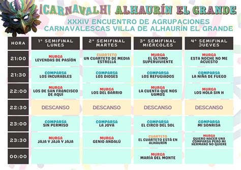 Horarios y Programación Carnaval Alhaurín el Grande 2024